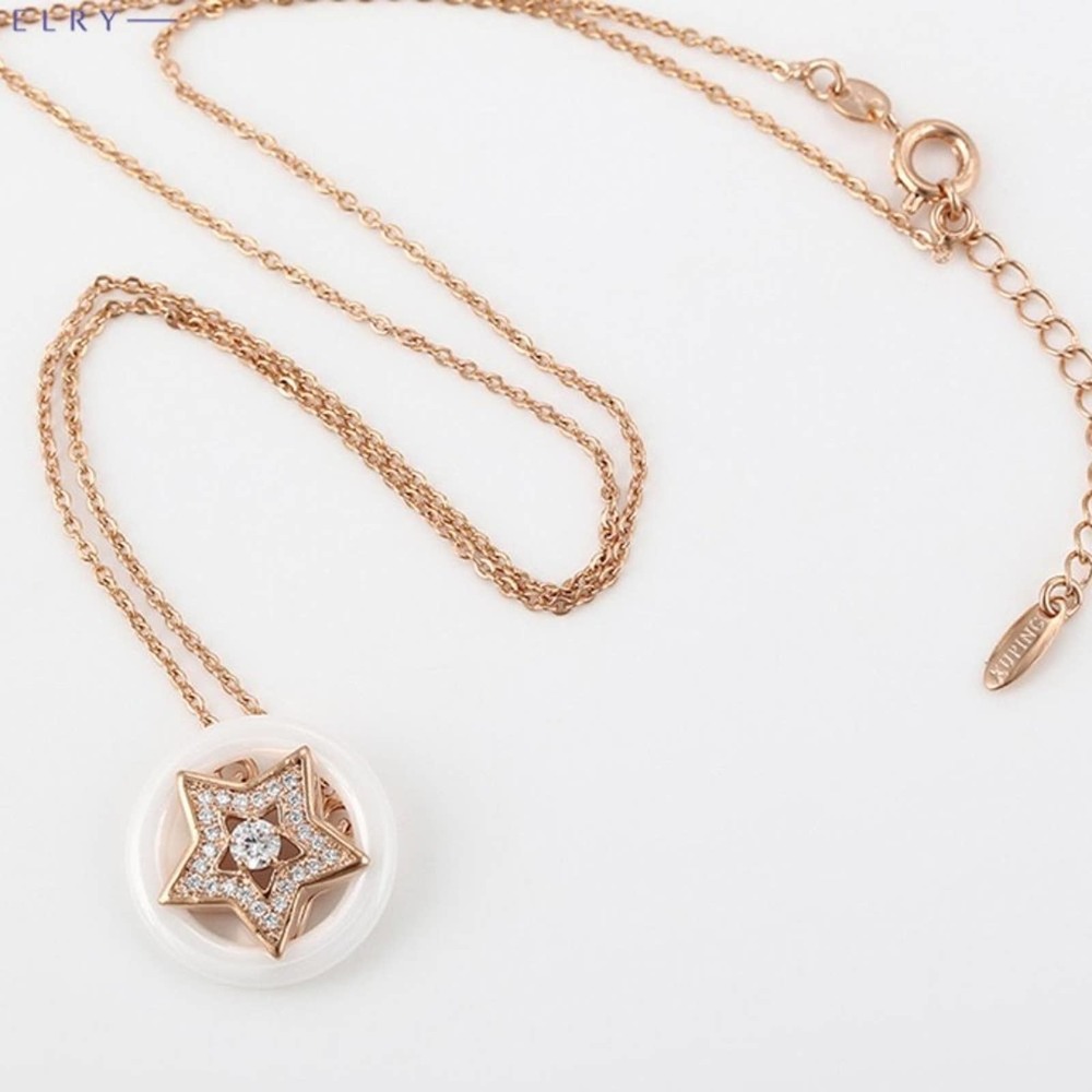 Simulated Diamonds Star Necklace 18k Gold Plated - Picture 7 of 8